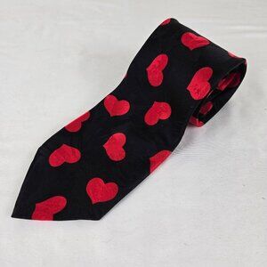 Addiction 100% Silk Men's Tie Black with Red Hearts Gifts Valentine's Day Date